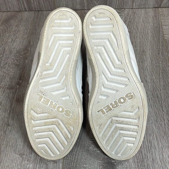 Sorel Out N About White ~ Sea Salt Suede Leather Lace Up Wedge Sneaker Bootie 7 - Picture 8 of 16